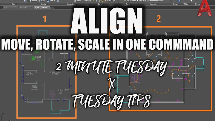 AutoCAD: Align Tutorial – How to Align and Scale Ojects Quickly - 2 Minute Tuesday