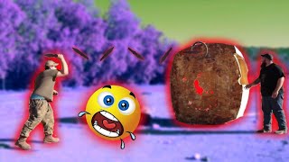 Throwing Knife Trick Shots Blood Warning