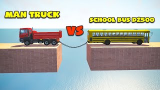 Man Truck vs School Bus Dansworth D2500 - BeamNG drive | Wheelbump