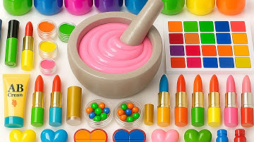 Satisfying DIY Slime ASMR Video | Making Pink Slime Mixing Random Makeup Random Things