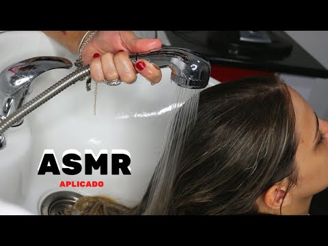 ASMR APLICADO | Lavando e hidratando o cabelo da minha prima!