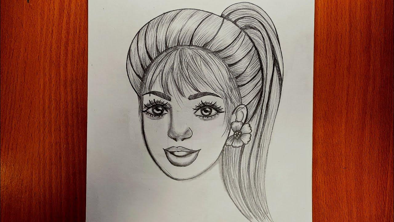 Face Drawing Tutorial How To Draw A Girl Pencil Sketch Drawing