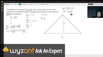 Related rate solving for the rate of change of the base of a triangle.