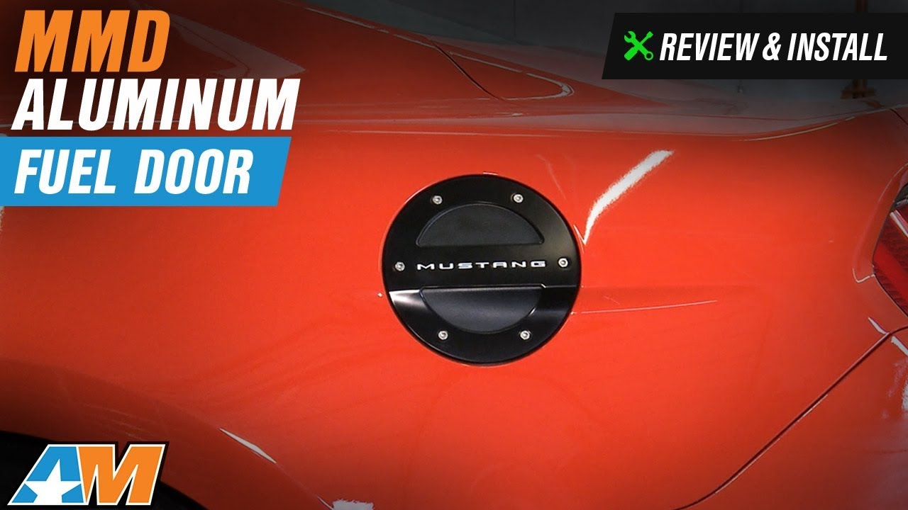 performance parts bmw 2015-2017 Mustang MMD Black Billet Aluminum Fuel Door w/ Mustang Lettering Review & Install