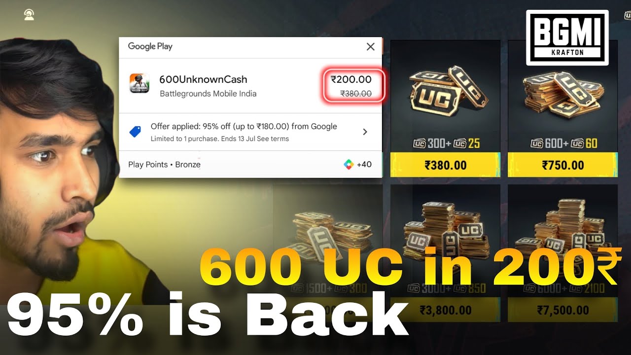 BIGGEST UC TRICK 😍 Bgmi 95 Off Play Store | Bonus UC Expire #bgmi #pubg #bgmiucgiveaway #bgmiuctrick