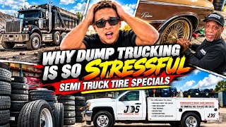 WHY DUMP TRUCKING IS SO STRESSFUL | SEMI TRUCK TIRE SPECIALS | POPS PUTS WHEELS ON BUICK RIVIERA