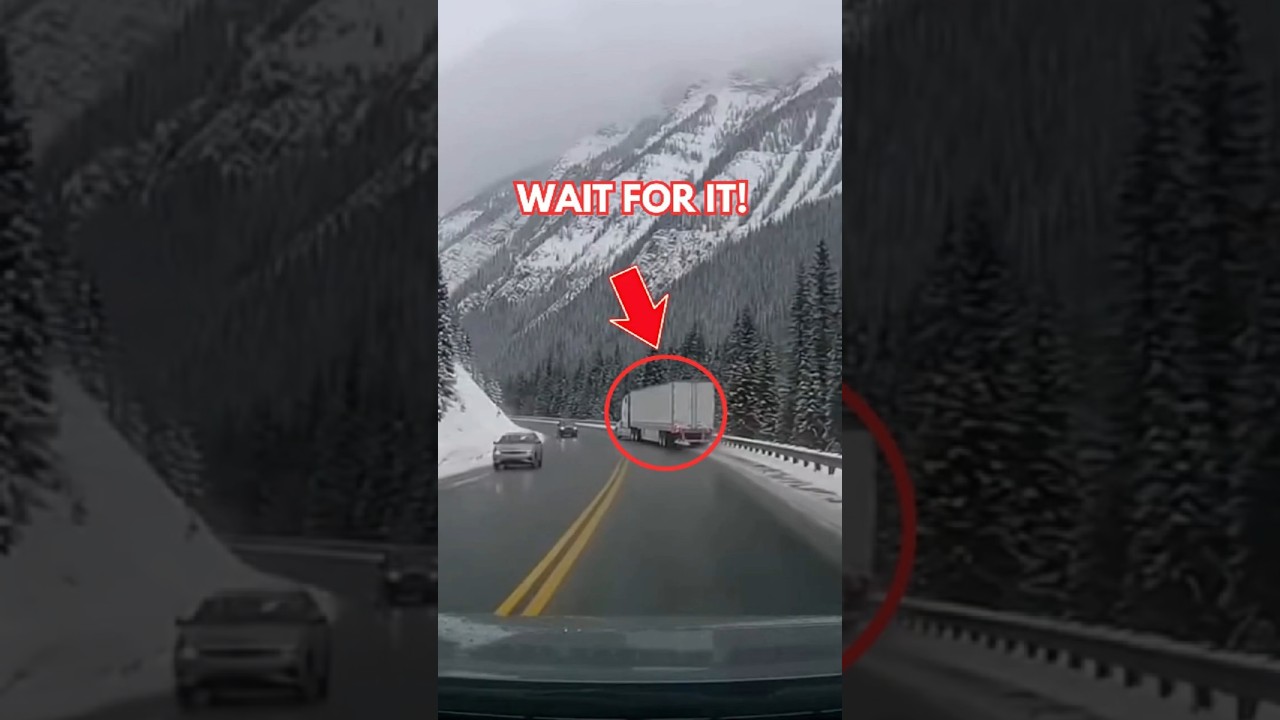 Грузовик потерял управление на обледенелом горном повороте.