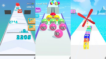 Number Dash vs Ball Run 2048 vs Jelly Tube Run 3 in one Gameplay Run & Merge