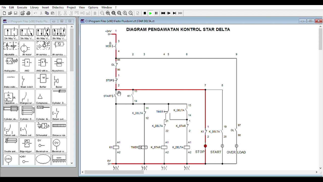 DIAGRAM PENGAWATAN RANGKAIAN KONTROL STAR DELTA UNTUK MOTOR 3 PHASE ...