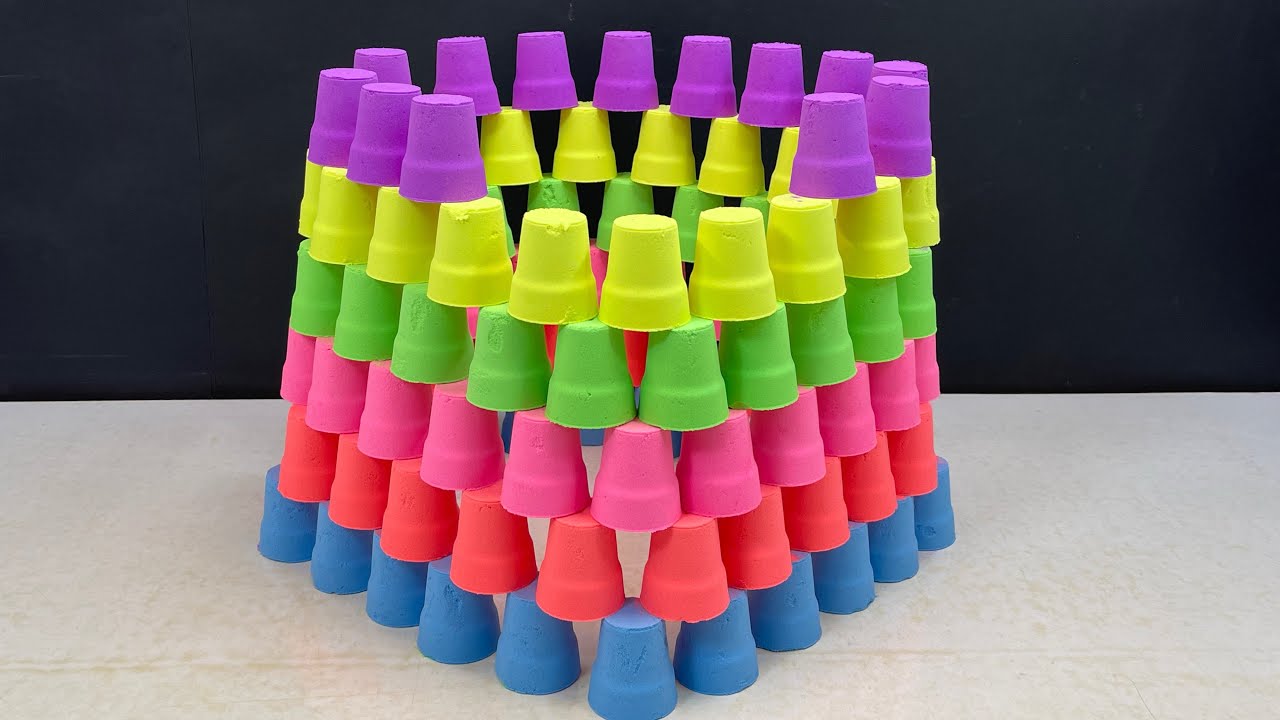 Crushing rainbow baking soda rings