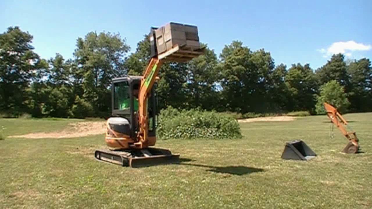 Amulet Xboom Coupler® Mini Excavator Fork Attachment Demo Youtube