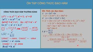 ÔN TẬP CÔNG THỨC ĐẠO HÀM ÔN TẬP CÔNG THỨC ĐẠO HÀM