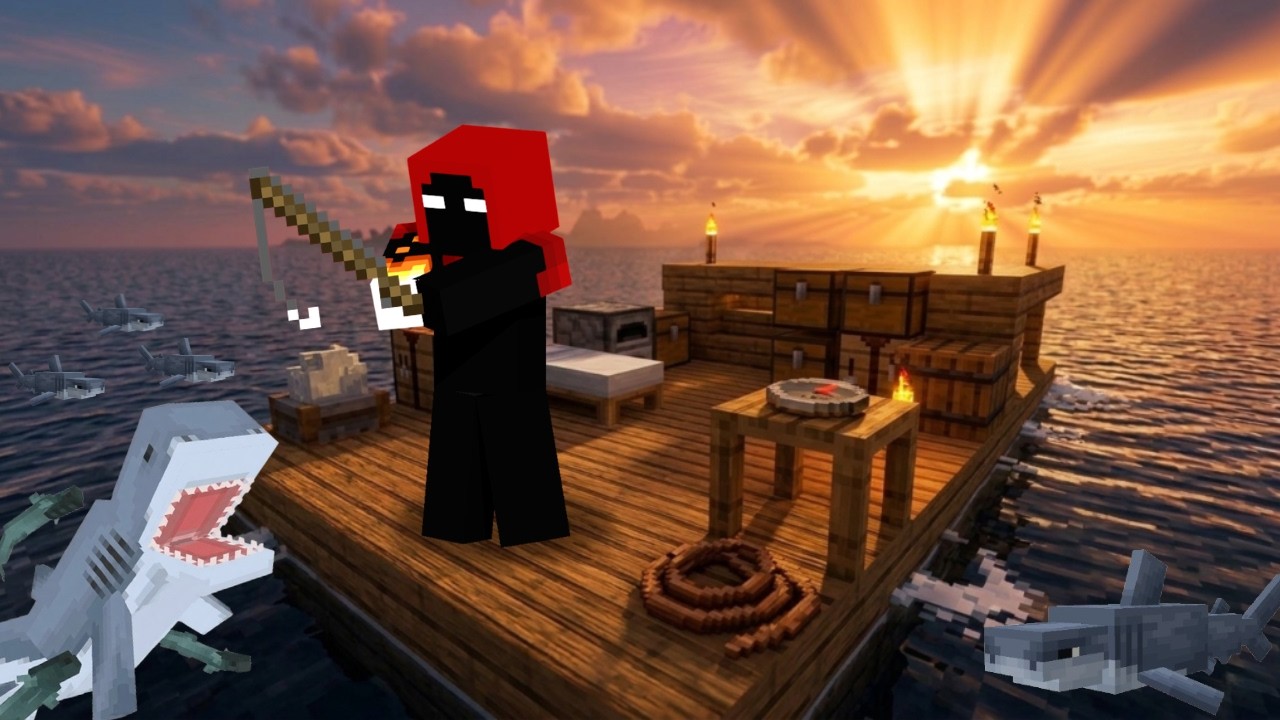 Surviving 10 days on one raft in minecraft - YouTube