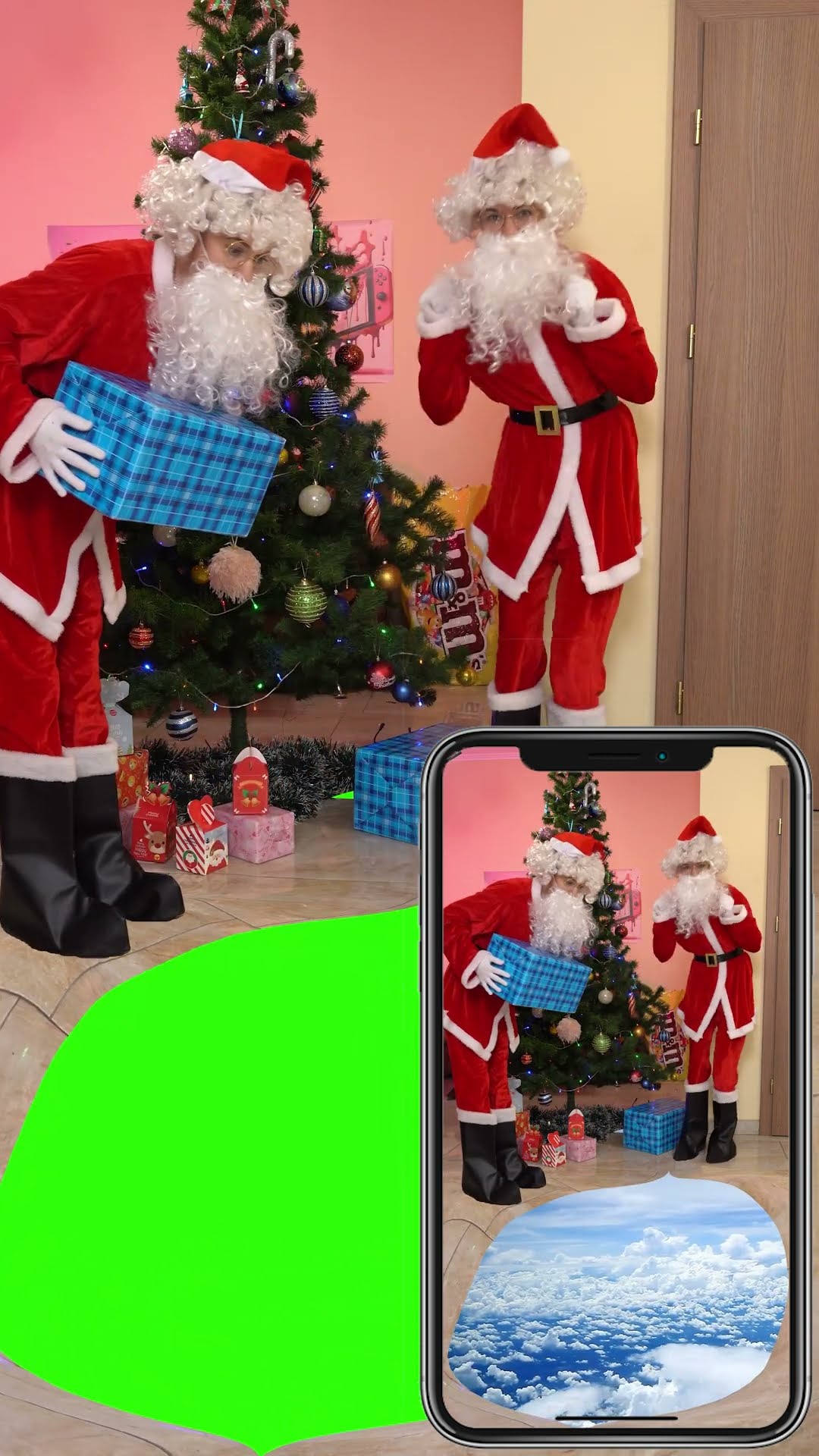 Tutorial - Santa Claus cut the window to see clouds.   Fun special effects. Popular recommend