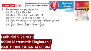 Kssm Matematik Tingkatan 1 Bab 5 Latih Diri 5 2a Ungkapan Algebra Buku Teks Tingkatan 1 Pt3 Youtube