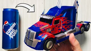 Homemade Transformers Optimus Prime Truck using Soda Can \/ 4K video