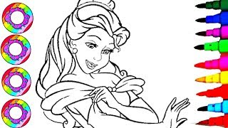SUPER DRAWING l Rainbow Learning by Coloring Disney Princess Beauty Belle l How to draw Learn Colors