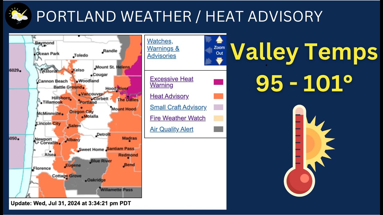 Portland Weather, Thursday Heat Advisory - YouTube