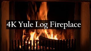 4K Yule Log Fireplace with Crackling Fire Sounds
