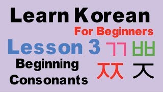 Learn Korean Lesson 3 - Beginning Consonants (The Korean Alphabets) Hangul