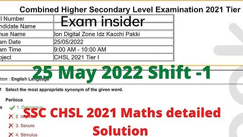 SSC CHSL 2021 Maths Detailed SOLUTION|25 may 2022 Shift-1 SSC chsl Previous year paper solution #ssc