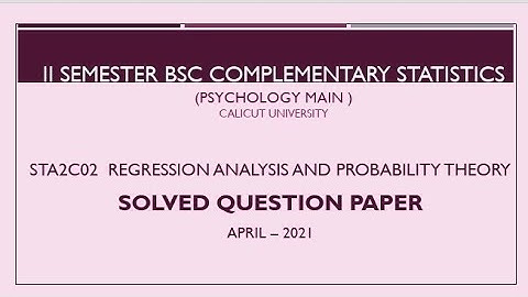 II BSc Complementary Statistics|Psychology Main|Solved question paper-April 2021|Part-1