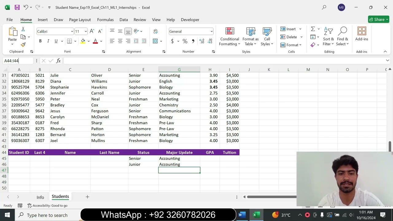 Exp19_Excel_Ch11_ML1_Internships | excel Chapter 11 Mid-Level 1 - Internships | Internships