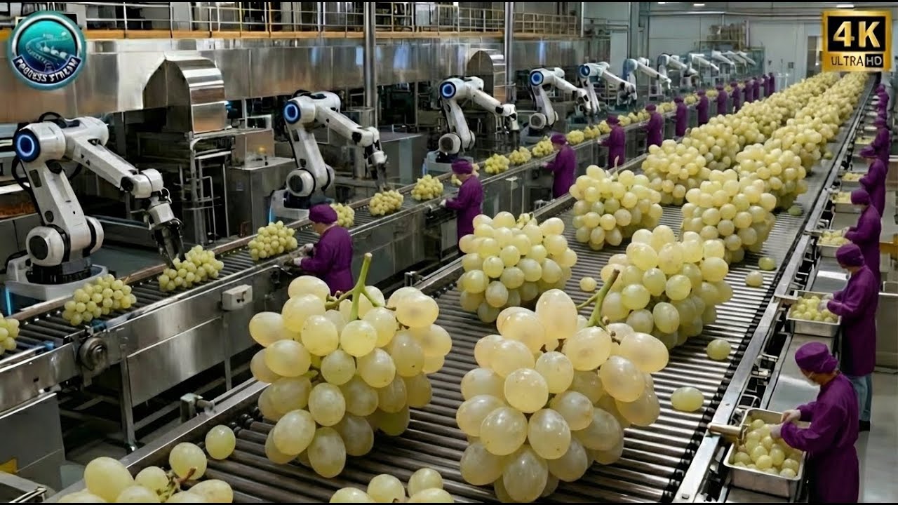Inside a Modern White Grape Processing Plant: From Raw Grapes to Crystal-Clear Juice (Full Process)