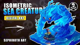 ISOMETRIC SEA CREATURE in Photoshop! Digital Drawing Process ● SephirothArt