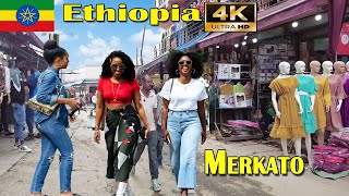 🇪🇹 (መርካቶ) Walking Tour the large street market Merkato Addis Ababa. Ethiopia [4K]