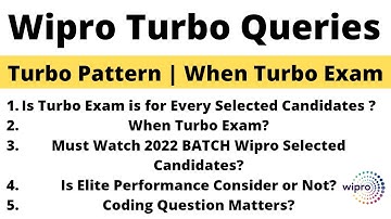 Wipro Turbo Queries | When Exam | For All Candidates | Wipro Turbo 2022 PATTERN