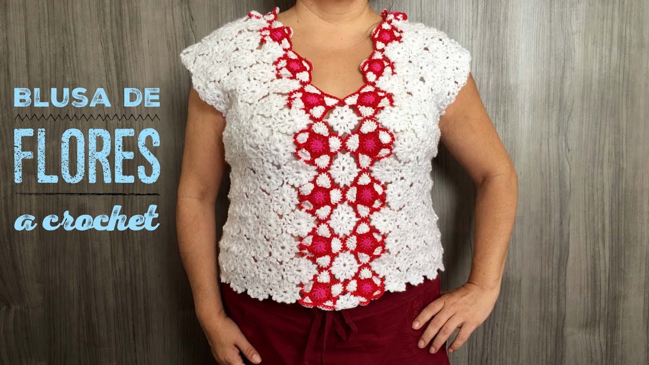 blusa a crochet de flores