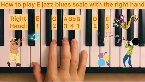 Piano Lesson 97: How to play E jazz blues scale with the right hand (15 times play along) tutorial