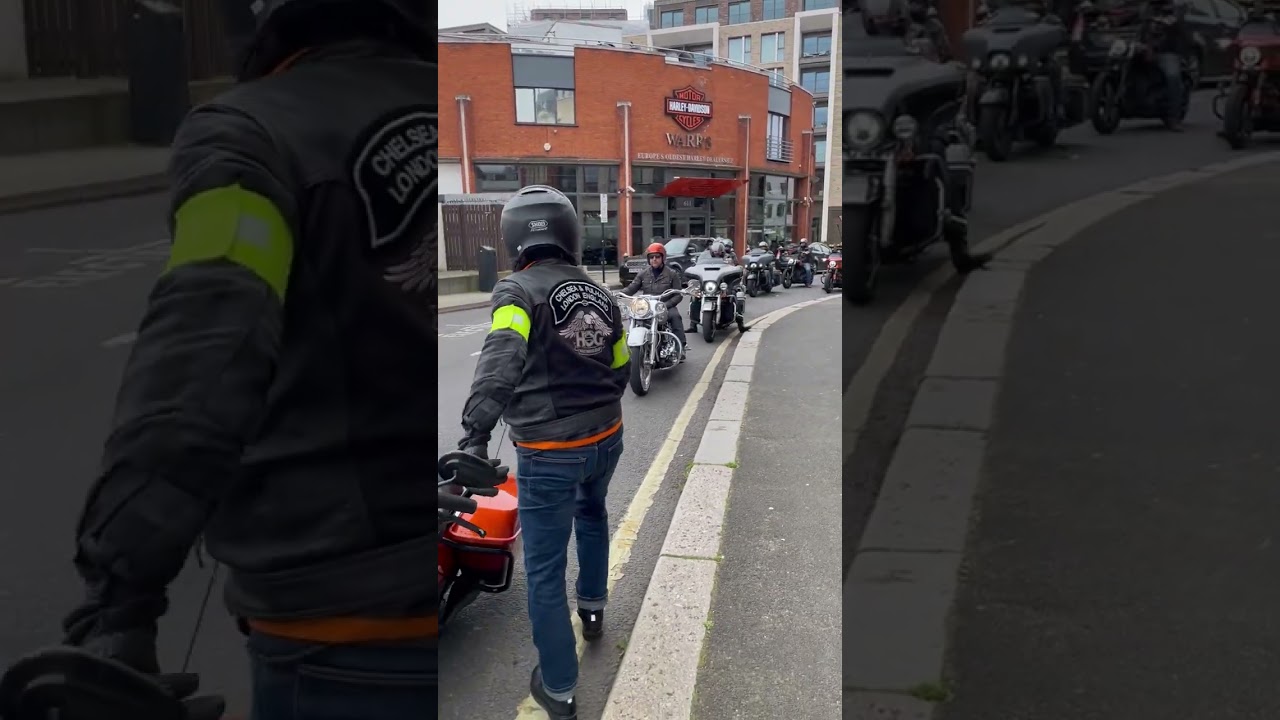 Chelsea & Fulham Harley Owners Group Rideout departure from Warr's H-D