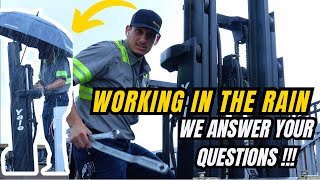 Hose Repair in the Rain, CAT Generators, and We Answer your Questions!!!  Forklift Service Calls!