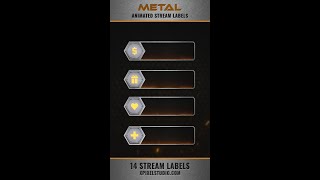 14 Metal Animated Stream Labels (Twitch/YouTube/Kick) | Xpixel Studio