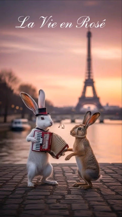 Two hares head over paws in love.  Romance in Paris backstory in description