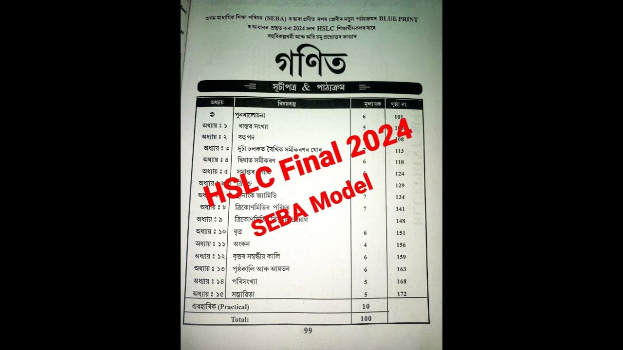HSLC 2024 ..Maths syllabus// Seba Model ...//HSLC Final Exam..#class10 #hslc #seba #ytshorts