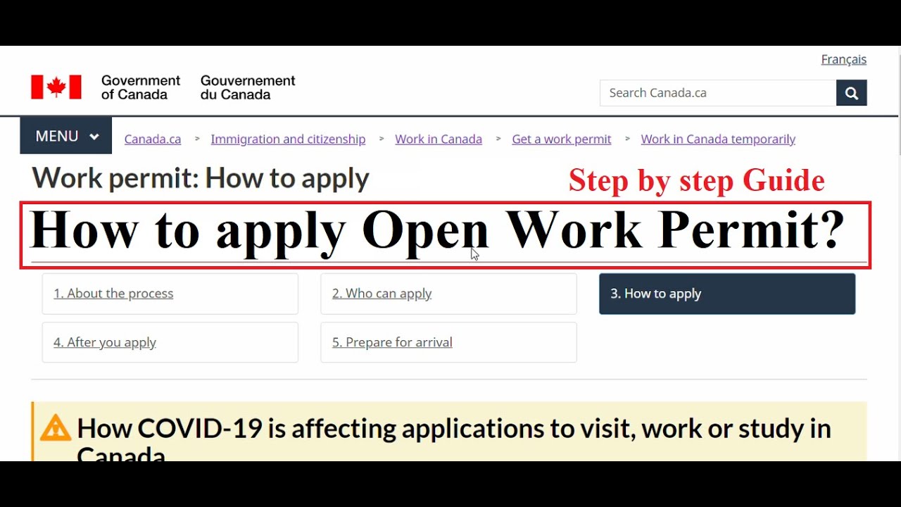 Open apply. Open work permit open. Extended work permit to work.