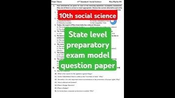 sslc social science state level preparatory exam model question paper #short