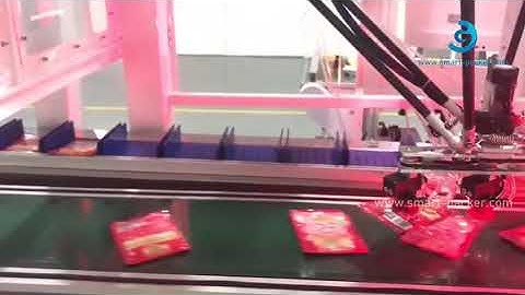 Automatic food bag spider type sensing detecting sorting feeding robot hand sorter conveyor
