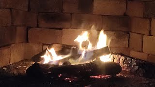 Fire background movie, concert music, with sound cricket, firewood, bonfire, with the sound of fire