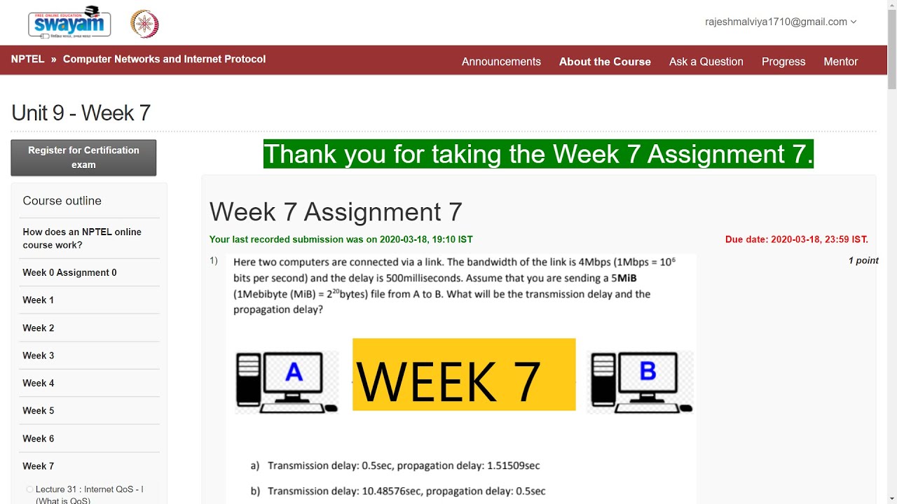 network analysis nptel assignment answers