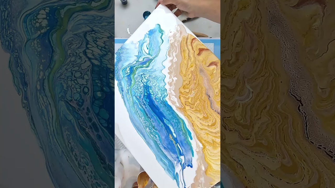 BEACHSIDE Acrylic Pour Art Dirty And Swipe