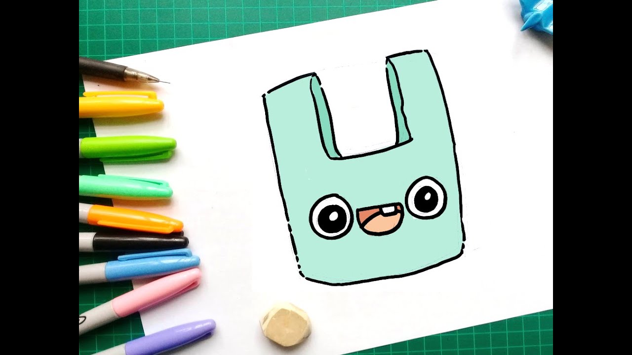 Como Dibujar una Bolsa de Plastico Kawaii | Dibujos para Dibujar - YouTube