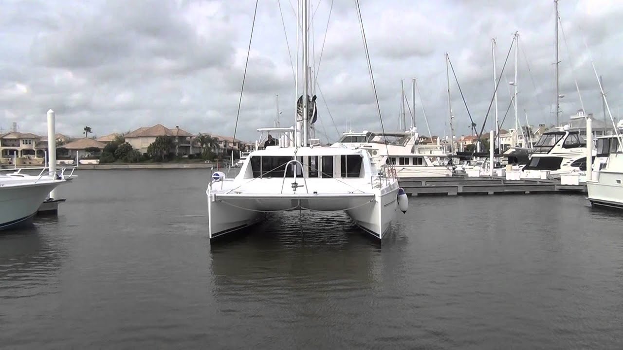 New Leopard 44 catamaran maneuvering in breezy tight quarters