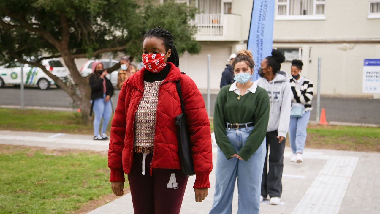 Students get vaccinated at the UCT Community of Hope Vaccination Centre