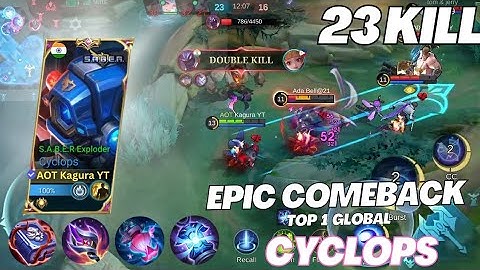 23 Kill & 16 Assist 1× Maniac !! Legendary Cyclops Insane Damage !!  Build Top 1 Global cyclops MLBB