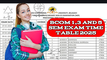 Bcom 1,3,5th Sem Exam Time Table 2025 | RCUB #bcom #examtimetable #rcub