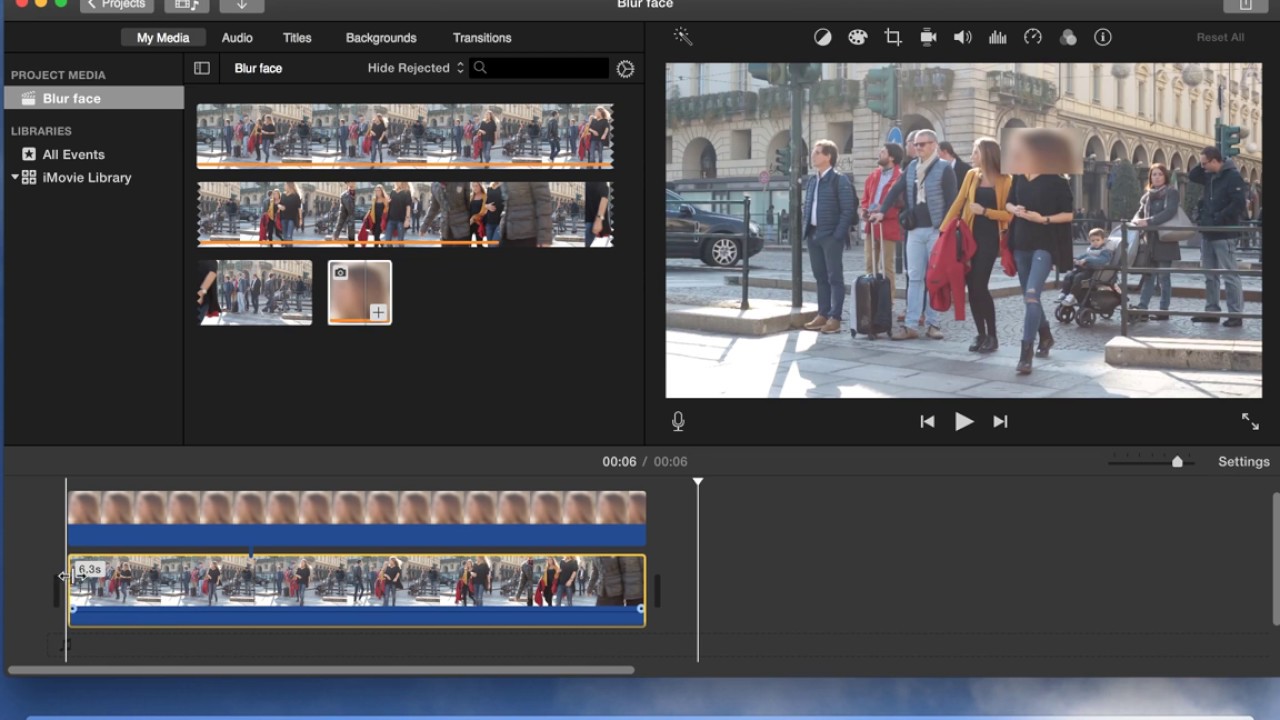 how to blur a face on imovie